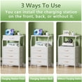 thumbnail image 4 of Furnulem 3 Drawer Night Stand with Charging Station,Bedside Table with Fabric Drawers,Small Dresser for Bedroom,White, 4 of 9