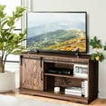thumbnail image 2 of Costway Farmhouse Sliding Barn Door TV Stand Storage Cabinet Console w/ Adjustable Shelf, 2 of 10