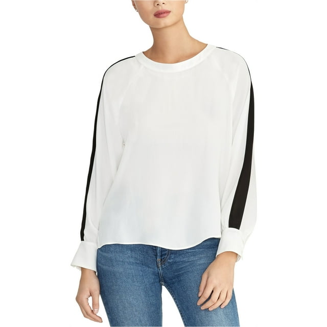 Rachel Roy Blouse à Manches Rayées pour Femmes, Blanche, Petite