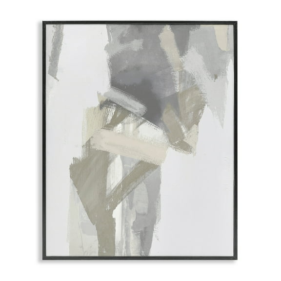Stupell Industries Elegant Grey & Beige Streaks Abstract Painting Black Framed Art Print Wall Art, 11 x 14