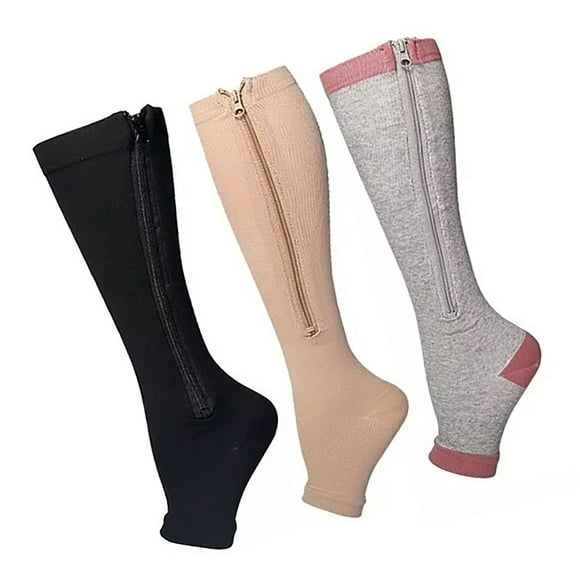 Calcetines de compresión con cremallera Jadeshay 3 pares de calcetines de compresión negro gris color piel