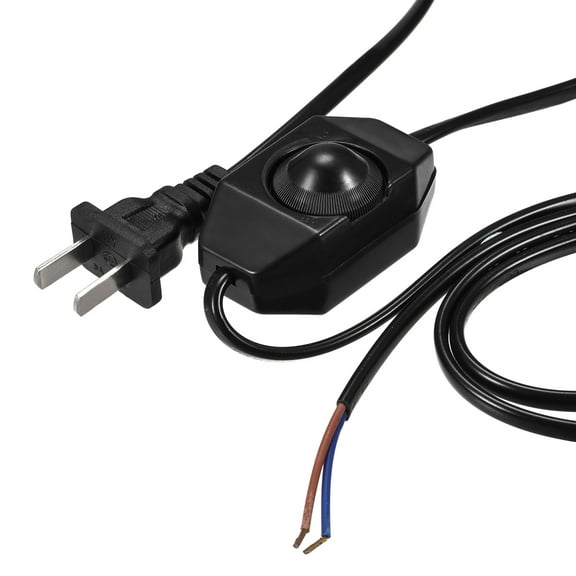 Uxcell Lamp Cord with Dimmer Switch Power Wire 1.8M Black Lamp Repair Part 2Pcs