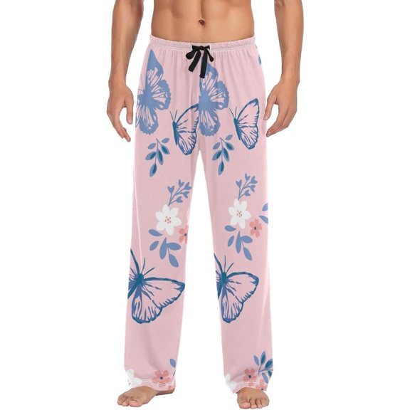 Butterfly Pink Ghost Pajama Pants, Men's Lounge Pants Light with Drawstring and Pockets, Christmas New Year Birthday Father's Day Gifts, X-Large