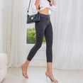 thumbnail image 3 of Riforla Women's Leggings Stretch Capri Denim Yoga Pants V Shape Lifting Design Pockets Outerwear High Waisted Fitness Women Tights Dark Gray M, 3 of 7