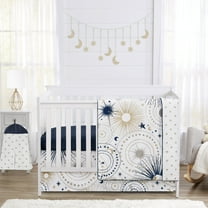 Sweet Jojo Designs Celestial Blue Gold Grey 4 Piece Crib Bedding Set