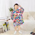 thumbnail image 6 of FORMRS Wearable Blanket Hoodie with Sleeves for Kids Cozy Flannel Sweatshirt, Blue Colorful Circles, 6 of 7