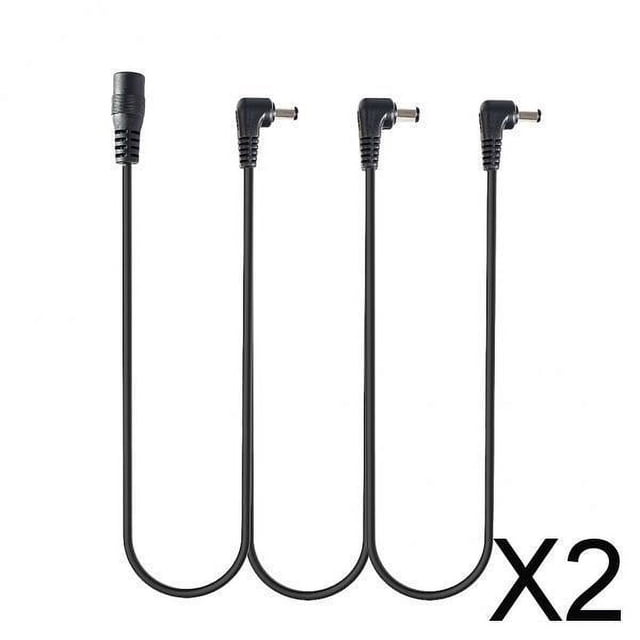 Pedales de ángulo recto Hugo 2X 3 vías cables de alimentación en cadena para guitarras y efectos de bajo 2 piezas
