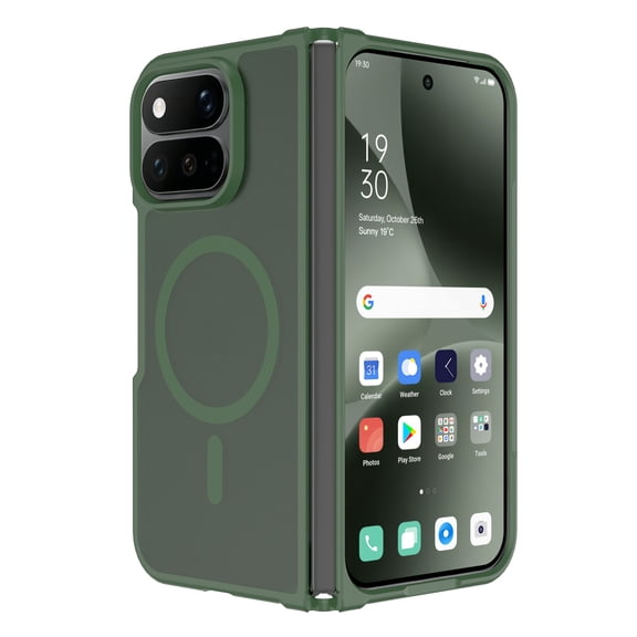 Mynvo Magnetic Case for Google Pixel 11 Pro Fold, Support Wireless Charging Slim Lightweight Hard PC Rugged Non-Slip Anti-Fingerprint Shockproof Protective Bumper, Darkgreen