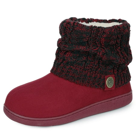 

FamilyFairy Women s Woolen Yarn Knit Bootie Slippers Comfy Warm Plush Fleece Memory Foam House Shoes for Indoor Outdoor
