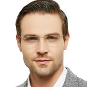 OCCI CHIARI Lightweight Blue Light Blocking Reading Glasses 1.5 for Mens Designer Reader with Comfortable Titanium Frameless, Acrylic Lens(Gold, 1.50)