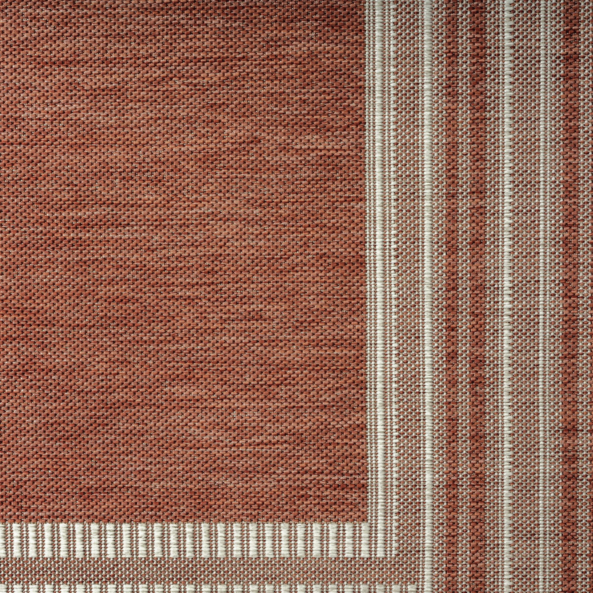 Nicole Miller New York Patio Country Layla Modern Border Indoor/Outdoor Area Rug, Terracotta/Ivory , 7'9"x10'2"