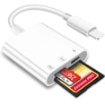 thumbnail image 1 of Lector de tarjetas SD/micro SD para iPhone/iPad Plug and Play, adaptador de tarjeta de memoria SD con lectura y carga simultáneas, 1 of 5