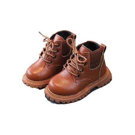 

Ymiytan Child Comfort Short Bootie School Retro Platform Boot Hiking Waterproof Round Toe