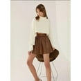 thumbnail image 3 of High Waist A-Line Mini Skirt in Faux Leather, 3 of 5