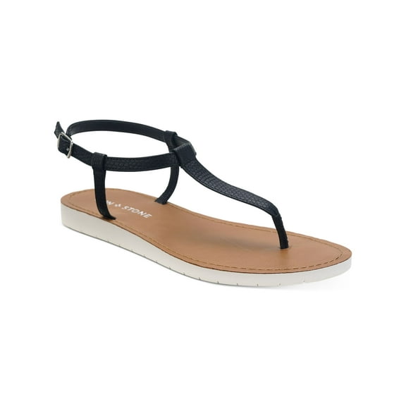 SUN STONE Womens Black Slip Resistant Cushioned Kristi Round Toe Buckle Slingback Sandal 9 M