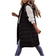 thumbnail image 3 of Chaqueta larga de plumón para mujer, sin mangas, con capucha, para invierno, cálida, talla grande, delgada, con cremallera, chaleco acolchado para exteriores, 3 of 5