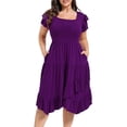 thumbnail image 2 of Vestido casual AZACHID de verano con doble volante para mujer, talla grande, 2 of 8