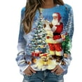 thumbnail image 1 of Chandail en Molleton de Noël pour Femmes Col Rond Pull Chaud Manches Longues Cardigan de Vacances Imprimé Mode Pull Mi-Long, 1 of 4