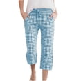 thumbnail image 3 of Frostluinai Cotton Linen Capri Pants for Girl 4-14Y Striped Loose Fit Capris Elastic Waist Straight Leg Cropped Pants with Pocket Blue 4 Years, 3 of 10