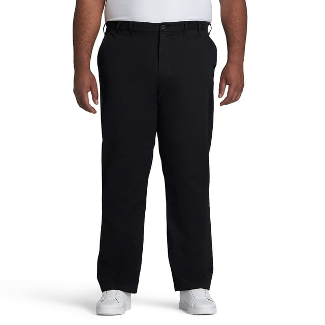 IZOD Pantalon à devant Plat Extensible de Performance pour Homme Grande Taille, Noir, 44W X 32L