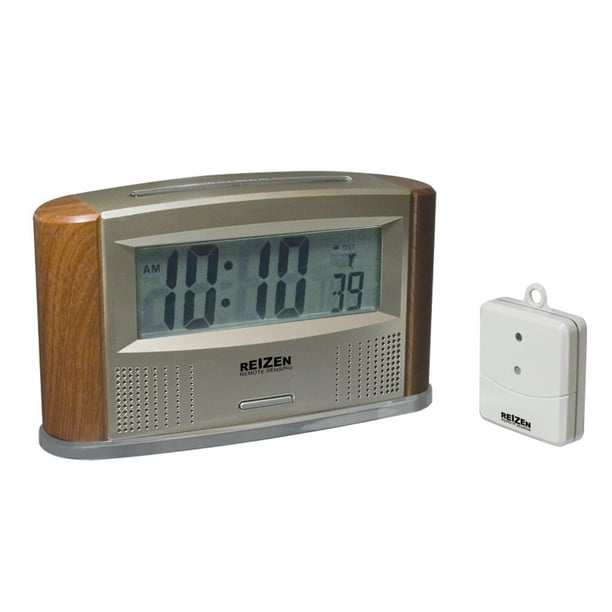 Reizen Atomic Talking Clock with IndoorOutdoor Thermometer
