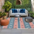 thumbnail image 2 of Blue Pink Boho Outdoor Rug for Patio/Deck/Porch, Non-Slip Large Area Rug 3 x 5 Ft, Country Ethnic Abstract Geometric Striped Indoor Outdoor Rugs Washable Area Rugs, Camping Rug Carpet Runner, 2 of 8