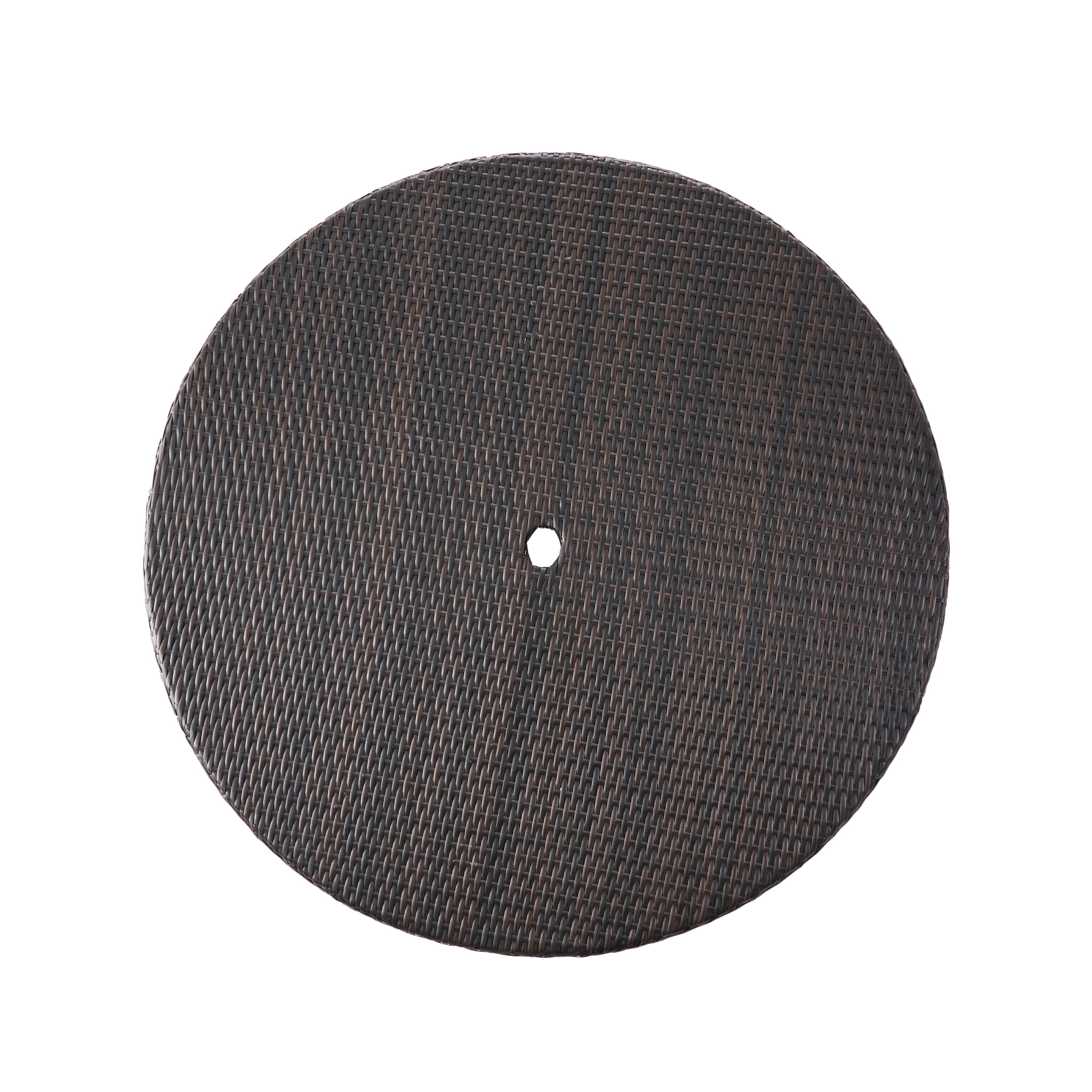 Outdoor Woven Surface Rectangular Dining Table, Large Household Desktop for Patio Garden, Multi Brown