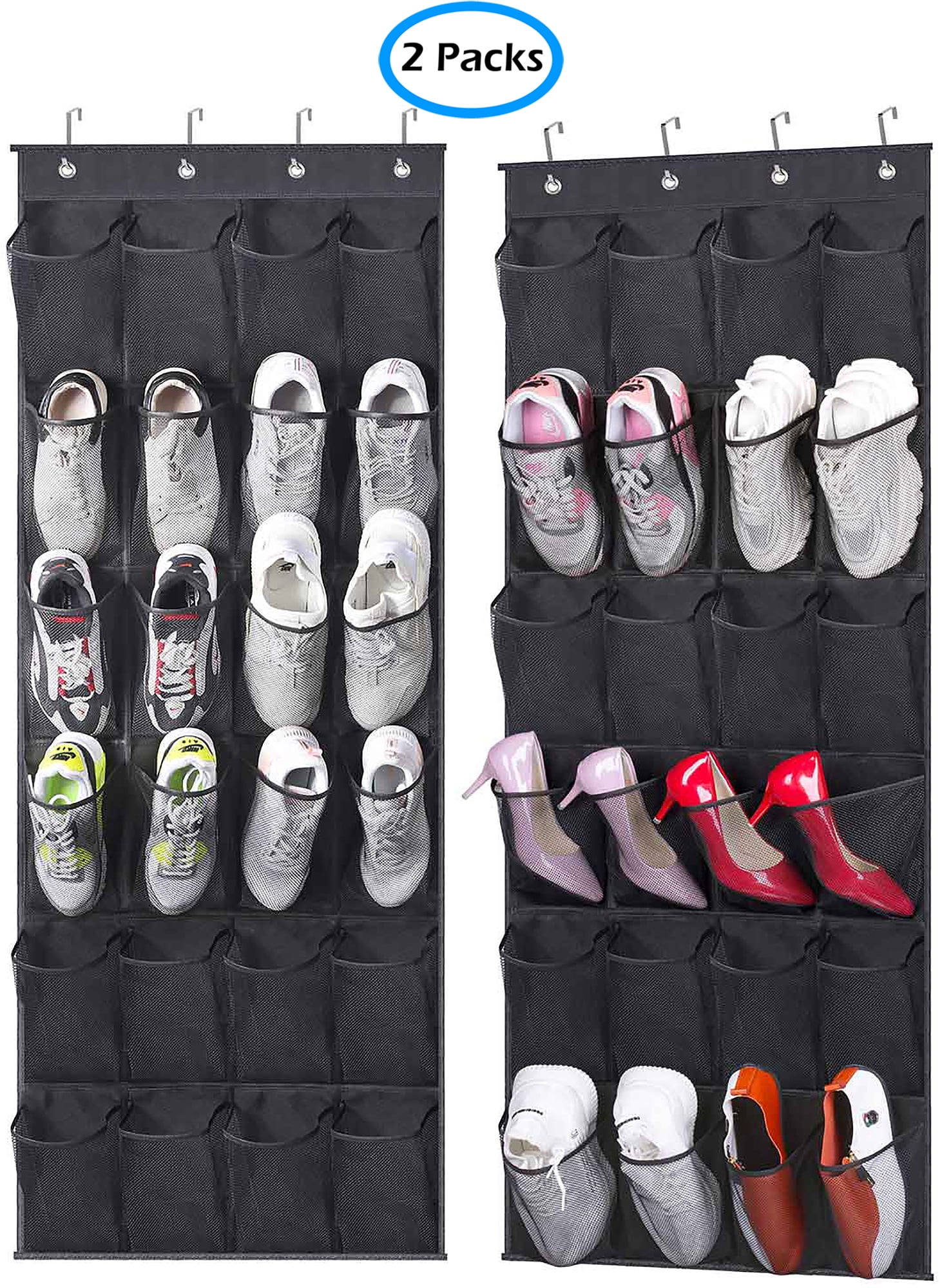 MISSLO Extra Large Shoe Organizer 18 Cloth Pockets Over the Door Shoe  Storage for Closet Shoe Holder Hanger Men Hanging Shoe Rack, Gray 