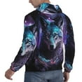 thumbnail image 3 of KLL Purple Sky Wolf Print Mens Hoodie Long Sleeve Casual Pullover Hooded Sweatshirt Fashion Drawstring Hoodies with Pocket-3X-Large, 3 of 6