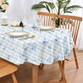 thumbnail image 2 of Rdsfhsp Oval Tablecloth, Blue Grid Floral Table Cover for Dining Table, Washable Kitchen Tablecloth, Reusable Table Protector, Modern Country Home Decor, 2 of 4