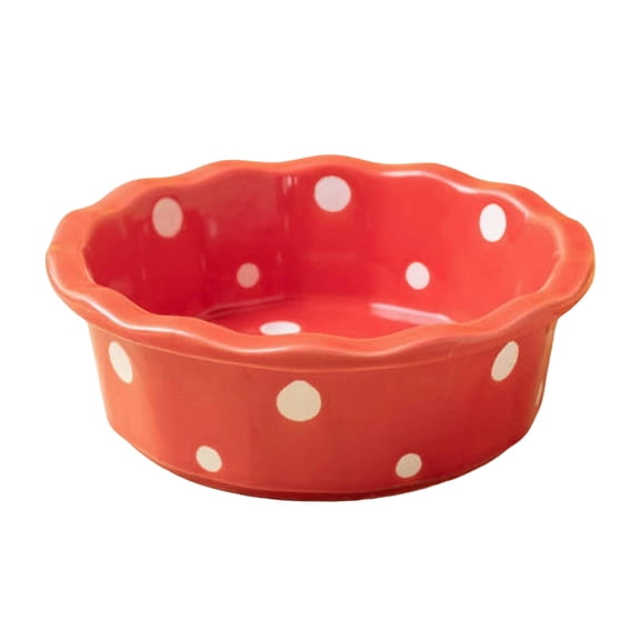 LLDYYDS Cat Basic Bowl, Polka Dot Ceramic Pet Food Dish, Non- Bottom Design for Kittens and Small Dogs 14.4cmX5cm