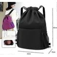 thumbnail image 5 of Mochila Oxford de tela con cordón, de gran capacidad, para mujer, sencilla y portátil, para exteriores (negro, morado y azul oscuro), 5 of 5