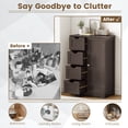 thumbnail image 6 of Gymax Bathroom Floor Storage Cabinet Wooden Freestanding Bathroom Storage Unit w/ 1 Door & 4 Drawers Brown, 6 of 6