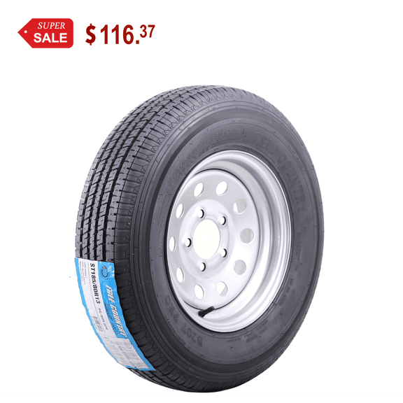 Free Country Trailer Tire Wheel Assembly ST185/80R13 6-Ply C 94N 5 Lug on 4.5" PCDSilver Mod Rim