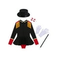 thumbnail image 4 of TTAO Girls Ringmaster Circus Costume Long Sleeve Tassel Tailcoat Leotard Bodysuit with Bow Tie Hat Black 12, 4 of 7