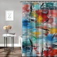 thumbnail image 2 of Orinice Abstract Brush Strokes Bathroom Decor Set - Colorful Luxurious Polyester Fabric Shower Curtain with Hooks 36x72, 2 of 7