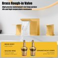 thumbnail image 4 of Bathroom Faucet 3 Holes Two Handles Vanity Sink Faucet Widespread 8 Inch Bathroom Sink Faucet, Waterfall Bathroom Sink Faucet with Supply Hoses, with Pop Up Drain, Brushed Gold, 4 of 16