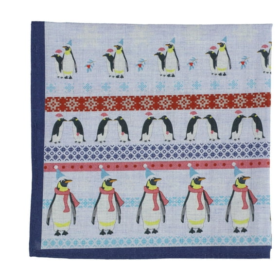 bar III Mens Penguin Pocket Square, Blue, One Size