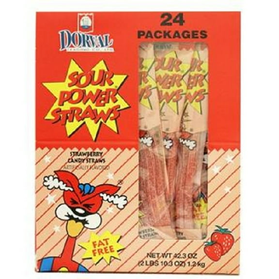 Sour Power Straws, Strawberry, Count 24 (2 oz) - Sugar Candy / Grab Varieties & Flavors