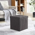 thumbnail image 5 of YYEAN Square Storage Ottoman Linen Foldable Tufted Cube Storage Ottoman Foot Rest Stool/Seat with Table Top Lid, Coffee Table Ottoman - 15" x 15" x 15" -Linen Charcoal Gray, 5 of 9