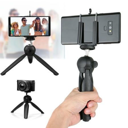 Aluminum Phone Camera Tripod with Universal Phone Mount, Lightweight Small Portable Tripod Stand Holder for iPhone, Samsung, Huawei Smartphone, Gopro, DSLR