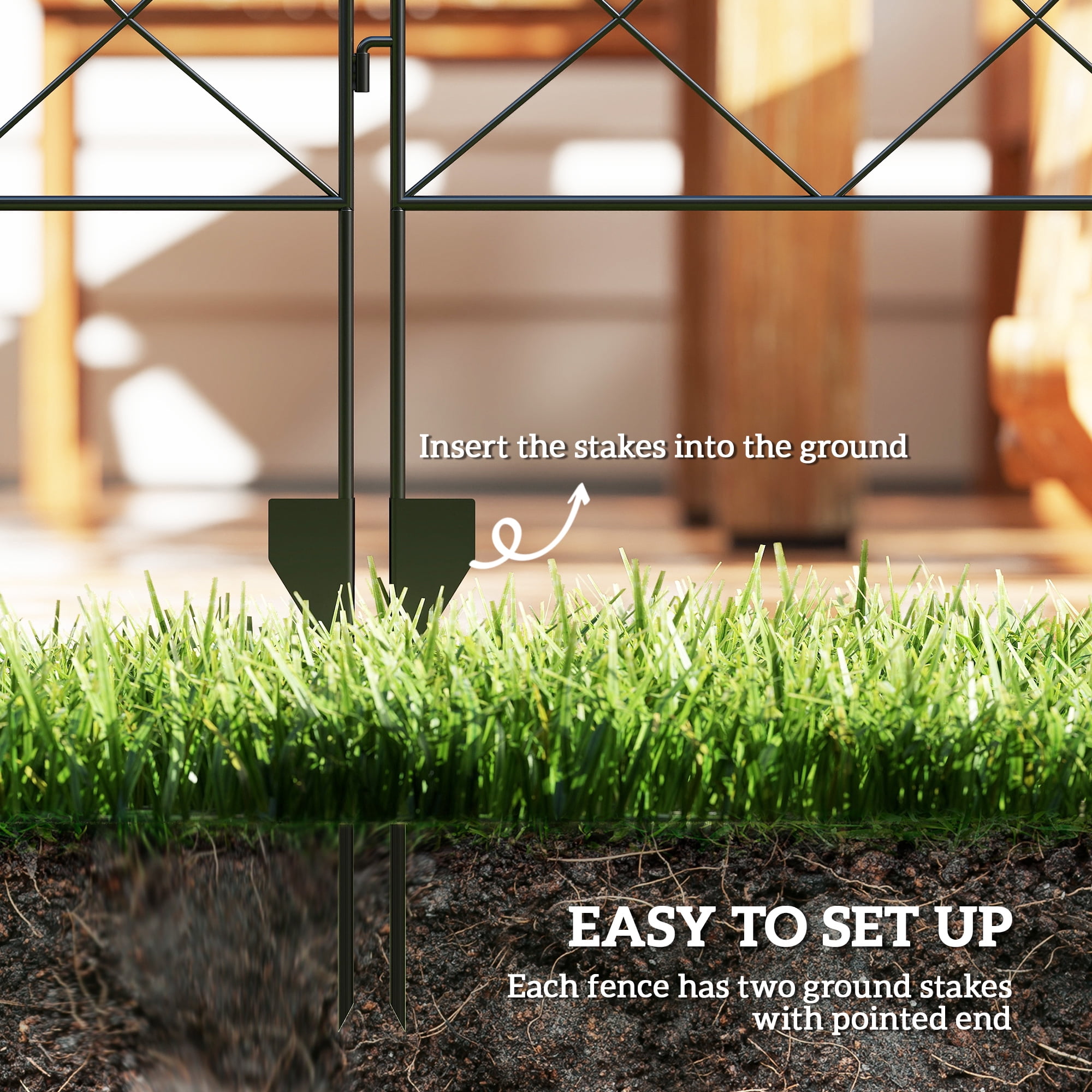 4 Pack Garden Fencing for Yard, Decorative Fence Panels as Animal Barrier and Flower Edging, Grids