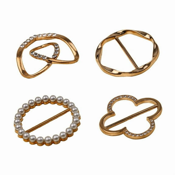 Women's 4 Counts Fashion Metal Shirt Clips Ties Clips T Shirt Side Clips Rings Scarf Ring Clip Tightener For Loose Clothes Corner Knotted Button Round Circle Buckle