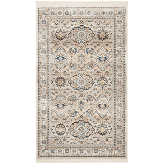 SAFAVIEH Vintage Persian Acacia Oriental Polyester Area Rug, Ivory/Light Grey, 4' x 6'