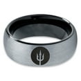 thumbnail image 2 of Tungsten Trident Weapon Spear Band Ring 8mm Men Women Comfort Fit Black Dome Brushed Gray Polished, 2 of 4