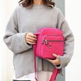 thumbnail image 3 of Xeie Thuk Women's Simple Nylon Multi Pocket Solid Color Casual Crossbody Bag Crossbody Bag, Red, 1-Piece, 3 of 12