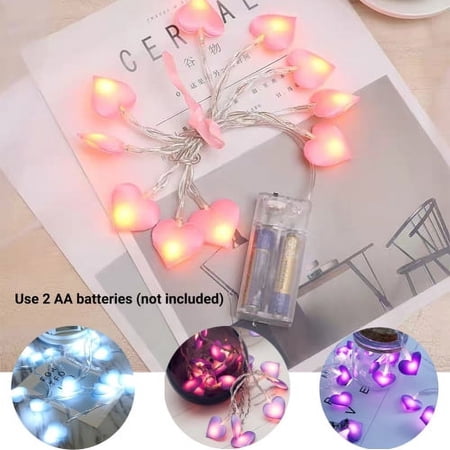 Zhaomeidaxi Valentine Day Decorations 5/10ft 10/20LEDs Heart Shaped Twinkle Fairy String Lights Battery Operated Fairy Lights for Kids Bedroom Wedding Indoor Party Valentines Day Mothers Day Decor