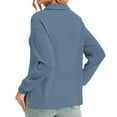 thumbnail image 5 of YUGYXL Women's Side Split Sweatshirt Lounge Solid Color Long Sleeve Clothes V Neck Collared Blouses Light Blue XXL, 5 of 8