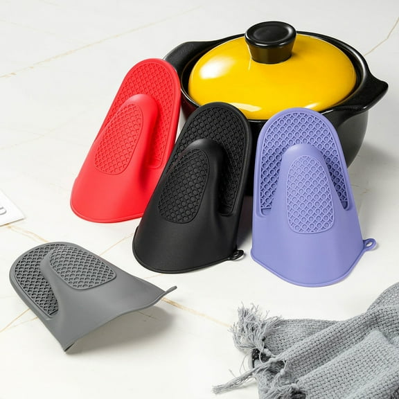 Silicone Heat Gloves, Thickened Insulated, Kitchen Gloves, Enhanced Grip Protection, for Oven Baking Cooking, Scald Resistant Hot Mitts | Black KTFgvq