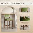 thumbnail image 6 of Guyou Counter Height Bar Stool Set of 2, Velvet Upholstered Kitchen Island Chairs, Modern Farmhouse Wooden Bar Stools for Dining Room Kitchen, Green, 6 of 11